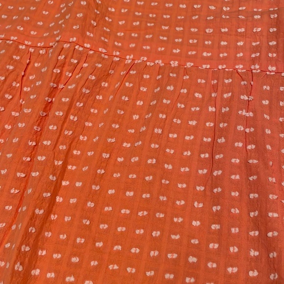 NWOT Loft Maxi Dress Orange/white keyhole tie front size Large - Picture 7 of 8